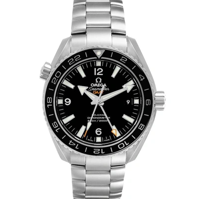 Pre-owned Omega Black Stainless Steel Seamaster Planet Ocean Gmt 232.30.44.22.01.001 Men's Wristwatch 43.5 Mm