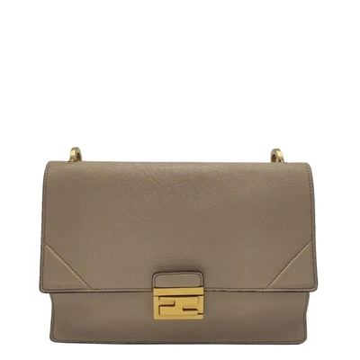 Pre-owned Fendi Beige Leather Kan U Shoulder Bag