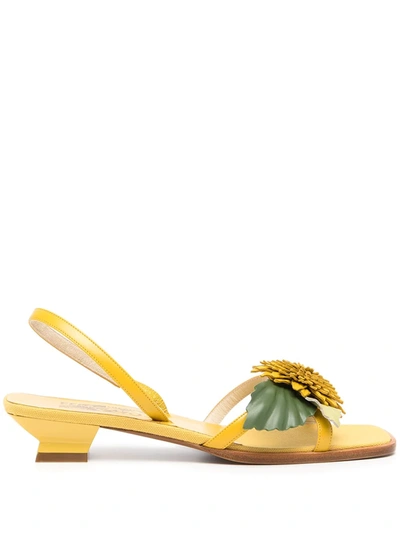 Shop Ferragamo Appliqué-detail Open-toe Sandals In Gelb