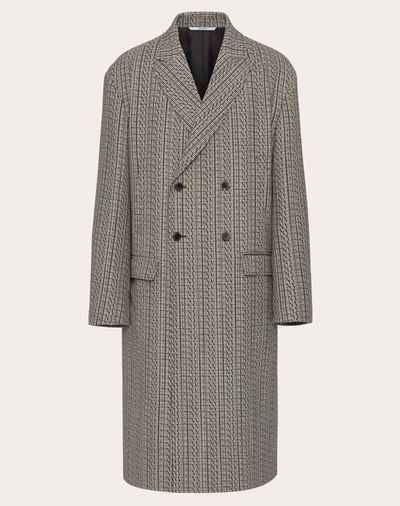 Shop Valentino Uomo Vltn Times Wool Coat In Grau