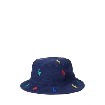 Shop Ralph Lauren Polo Pony Mesh Bucket Hat In Newport Navy