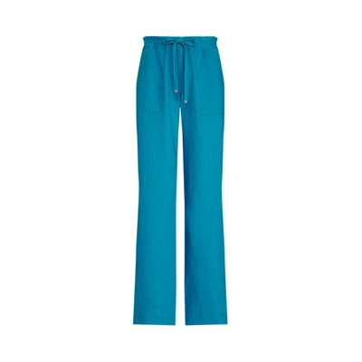 Shop Lauren Ralph Lauren Linen Wide-leg Pant In Summer Topaz