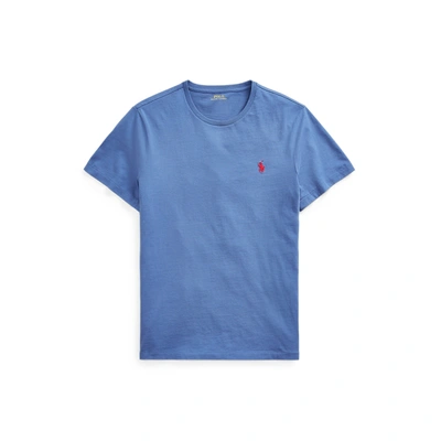 Shop Ralph Lauren Custom Slim Fit Jersey Crewneck T-shirt In Delta Blue