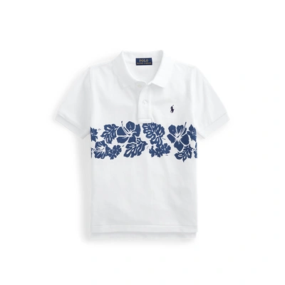 Shop Polo Ralph Lauren Floral Cotton Mesh Polo Shirt In White