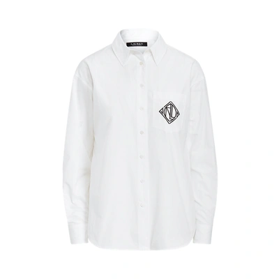 Shop Lauren Ralph Lauren Logo Cotton Broadcloth Shirt In White