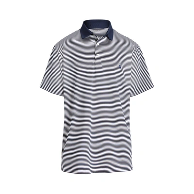 Shop Polo Ralph Lauren Performance Jersey Polo Shirt In Pure White/cruise Navy