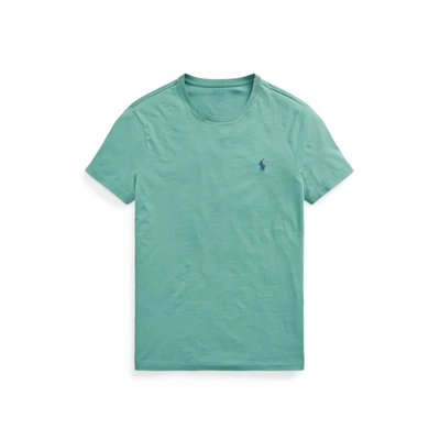 Shop Ralph Lauren Custom Slim Fit Jersey Crewneck T-shirt In Seafoam