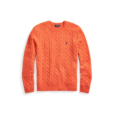 Shop Ralph Lauren Cable-knit Wool-cashmere Sweater In Jaffa Orange Heather