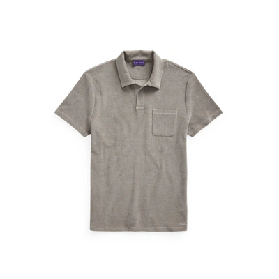 Shop Ralph Lauren Terry Polo Shirt In Light Grey