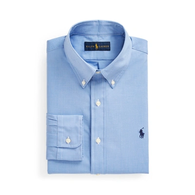 Shop Ralph Lauren Classic Fit Stretch Poplin Shirt In Blue End On End