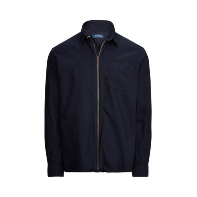 Shop Ralph Lauren Oxford Full-zip Overshirt In Rl Navy