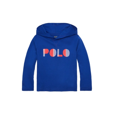 Shop Polo Ralph Lauren Logo Cotton Hooded Tee In Rugby Royal