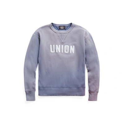 Shop Double Rl Ribbed Graphic Crewneck In Faded Navy