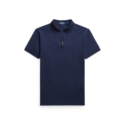 Shop Ralph Lauren Custom Slim Fit Stretch Mesh Polo Shirt In French Navy/c7587