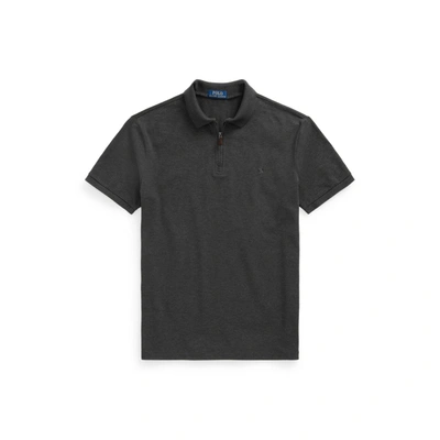 Shop Ralph Lauren Custom Slim Fit Stretch Mesh Polo Shirt In Dark Grey Heather