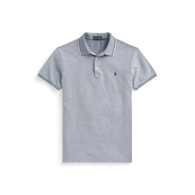 Shop Ralph Lauren Custom Slim Stretch Birdseye Polo Shirt In Gray