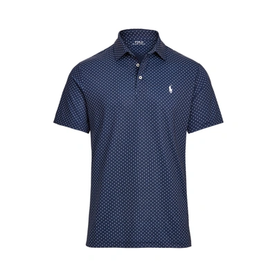 Shop Ralph Lauren Classic Fit Performance Polo Shirt In French Navy Micro Diamond