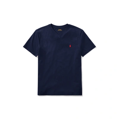 Shop Polo Ralph Lauren Cotton Jersey V-neck Tee In Cruise Navy