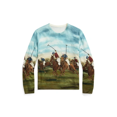 Shop Ralph Lauren Equestrian-print Cashmere Sweater In Scenic Multi