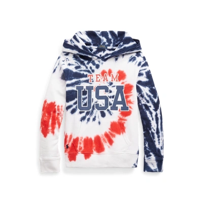 Shop Polo Ralph Lauren Team Usa Tie-dye Terry Hoodie In Tie Dye Blue