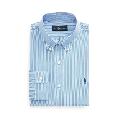 Shop Ralph Lauren Classic Fit Striped Stretch Poplin Shirt In Blue/white Hairline Strip