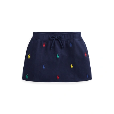 Shop Polo Ralph Lauren Polo Pony Stretch Mesh Skirt In French Navy