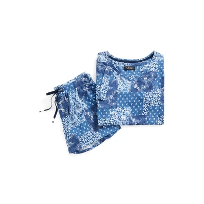 Shop Lauren Ralph Lauren Patchwork Boxer Pajama Set In Blue Patchwork