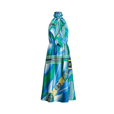 Shop Lauren Ralph Lauren Print Twill Sleeveless Dress In Blue Multi