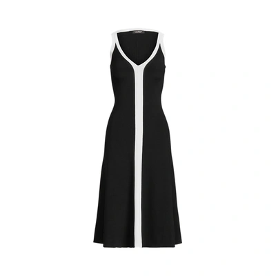 Shop Lauren Ralph Lauren Two-tone Sleeveless Dress In Polo Black/white