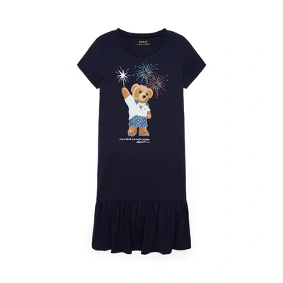 Shop Polo Ralph Lauren Polo Bear Cotton Jersey Tee Dress In French Navy