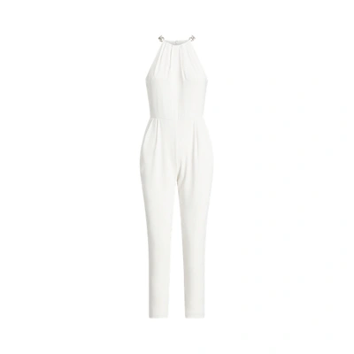 Shop Lauren Ralph Lauren Crepe Halter Jumpsuit In Lauren White