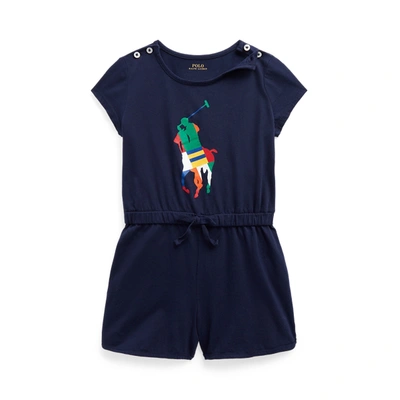 Shop Polo Ralph Lauren Big Pony Cotton Jersey Romper In French Navy