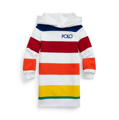 Shop Polo Ralph Lauren Striped French Terry Hoodie Dress In White Multi