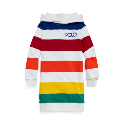Shop Polo Ralph Lauren Striped French Terry Hoodie Dress In White Multi