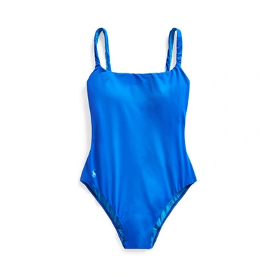 Shop Ralph Lauren Scoopback One-piece Swimsuit In Cobalt