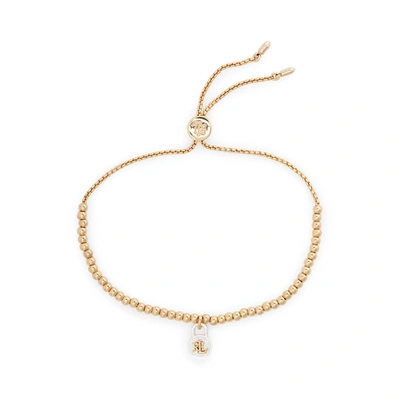 Shop Lauren Ralph Lauren Two-tone Padlock Slider Bracelet In Gold/silver
