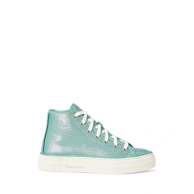 Shop Ralph Lauren Raina Embellished Sneaker In Light Blue