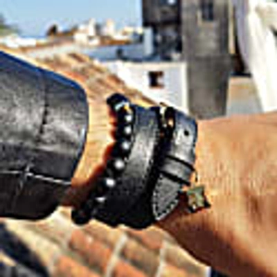 Shop Tissuville Illusionist Leather & Gold Wrap Bracelet - Men