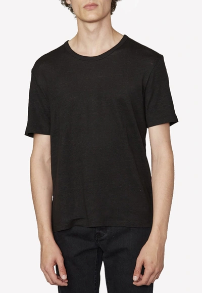 Shop Officine Generale Emile Dyed Linen T-shirt In Black