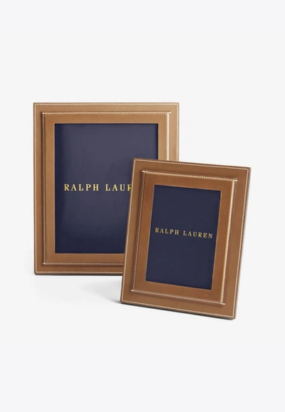 Shop Ralph Lauren Brennan Leather Picture Frame 5"x7" In Brown