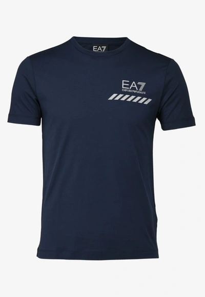 Shop Ea7 Train Lux Cotton T-shirt In Blue