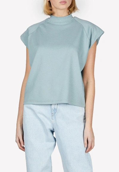 Shop Remain Verona High-neck Shirt In Organic Cotton In Blue