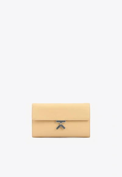 Shop Kenzo K Cow Leather Chain Clutch Bag In Nude