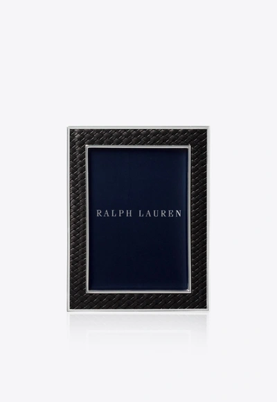 Shop Ralph Lauren Brockton Woven Leather Picture Frame 5"x7" In Black
