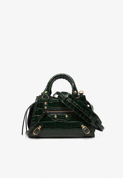 Balenciaga SS2022 Green Croc Embossed Neo Cargole · INTO