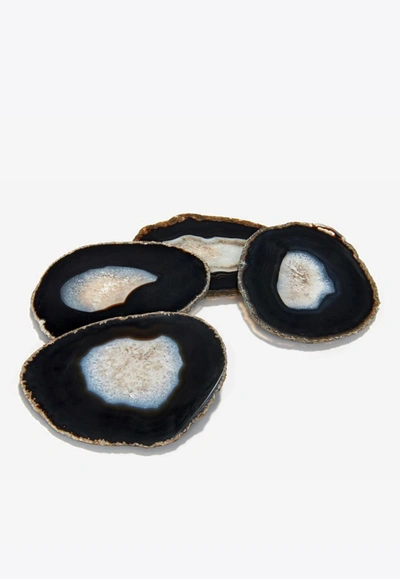 Shop Anna Pedra Gemstone Agate Coasters - Set Of 4 In Blue