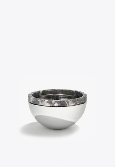 Shop Anna Dual Marble Bowl In Grey
