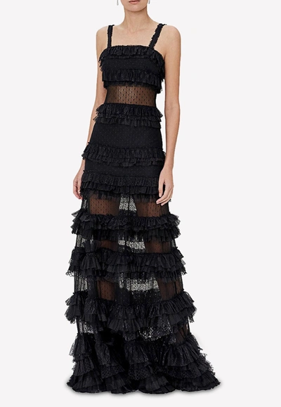 Shop Alexis Amaryllis A-line Tiered Ruffle Maxi Dress In Black