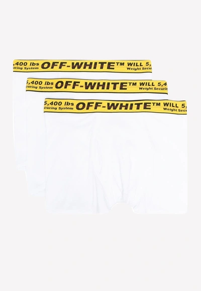 Shop Off-white Tripack Industrial Classic Cotton Boxer Shorts In White