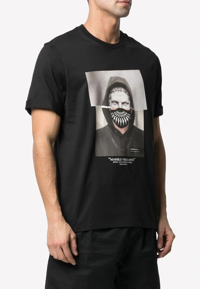 Shop Neil Barrett Marble Vigilante Series T-shirt In Cotton Blend In Black